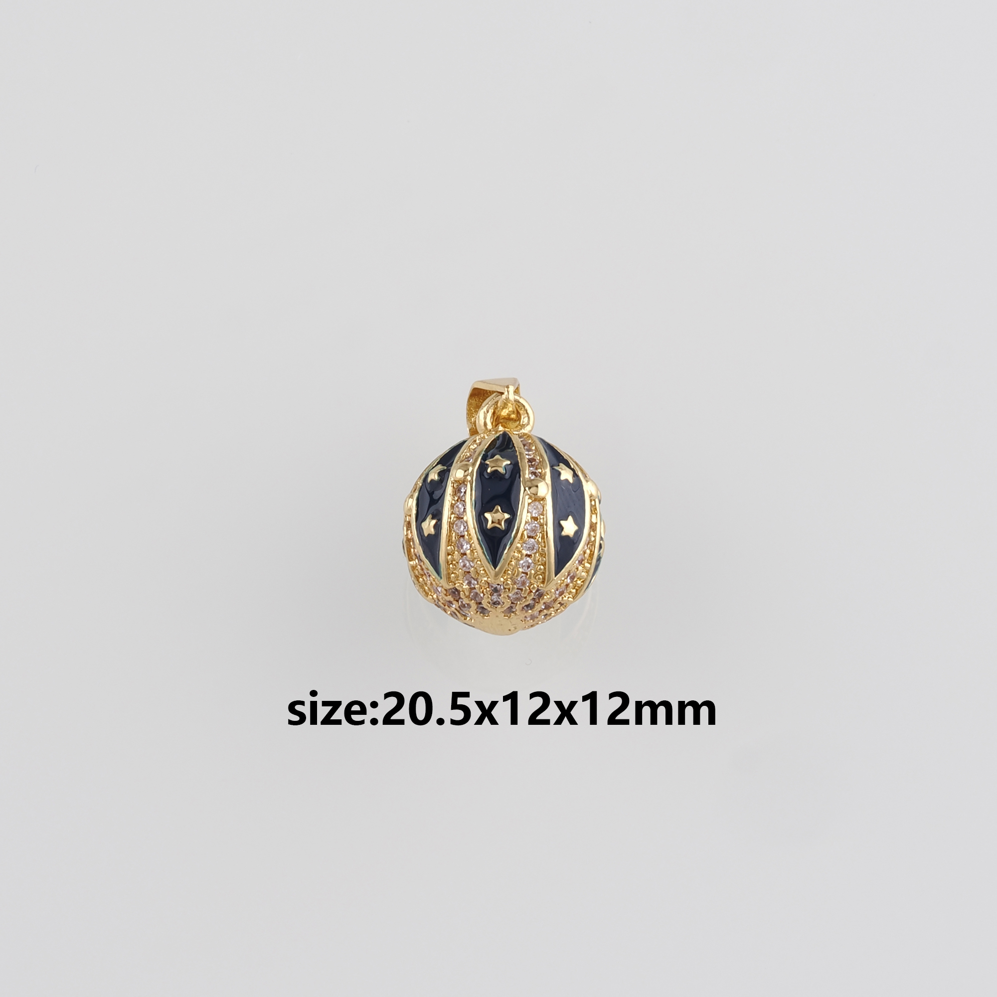 18K Gold Filled Round Pendant,CZ Micro Pave Round Ball Earrings Necklace for DIY Jewelry Making Supply