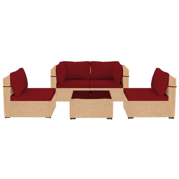 UPHA 5Piece Patio Furniture Wicker Sofa Set with Cushions