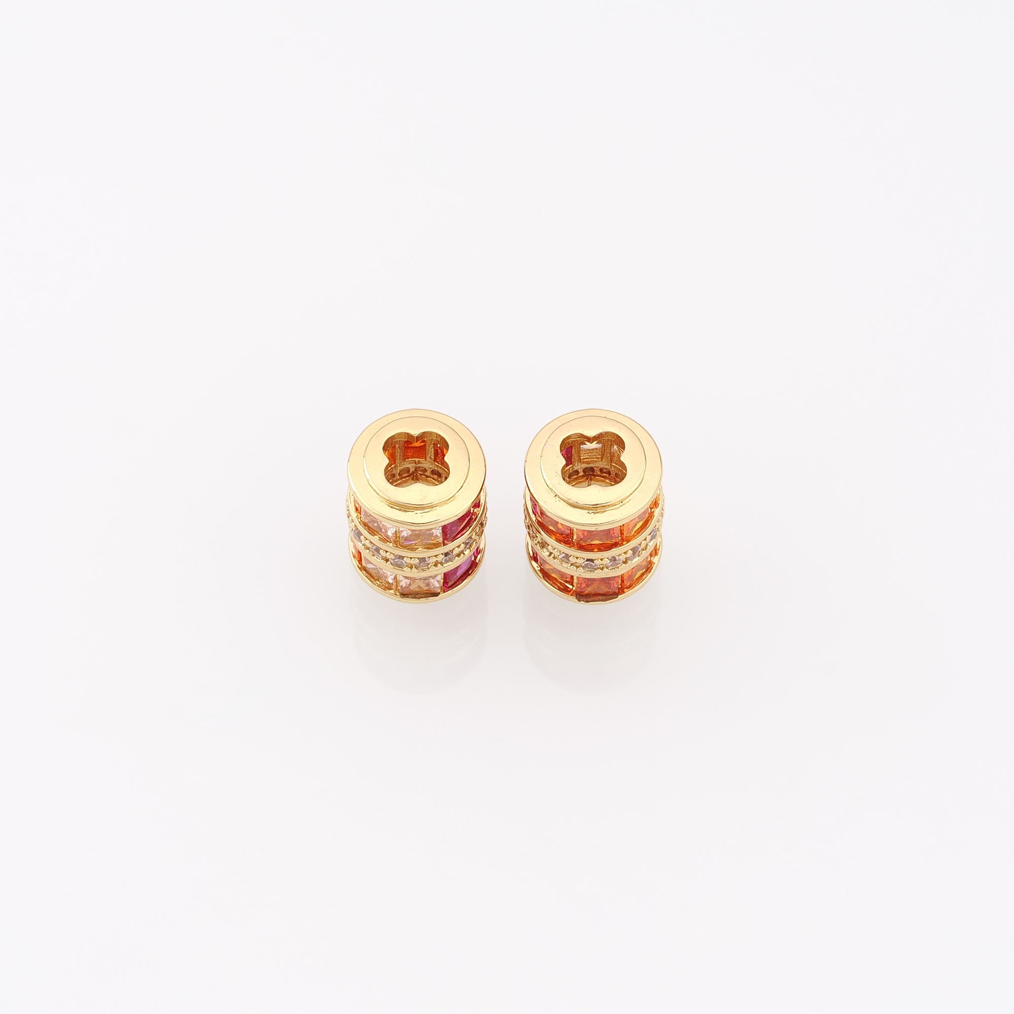 18K Gold Filled Cylinder Spacer Beads,CZ Micro Pave Barrel Beads for Bracelet Jewelry Necklace Making Supply