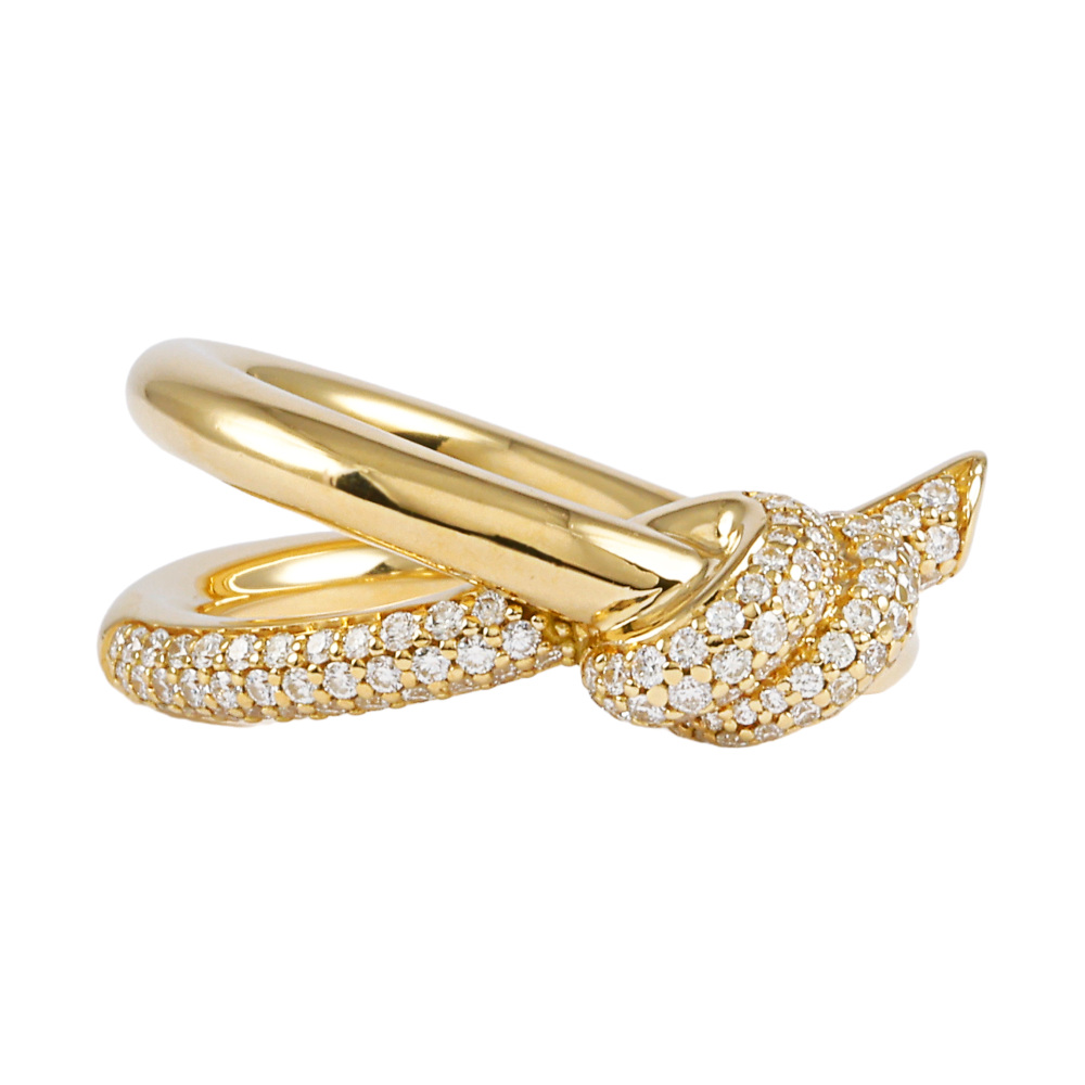 Tiffany & Co. Knot Double Row Ring 18K Yellow Gold Diamond 69346626