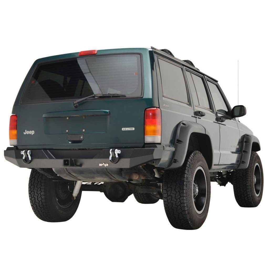 EAG 84-01 Jeep Cherokee XJ Off-Road Rear Bumper with 2 inch Receiver Hitch u0026 D-Ring Shackle