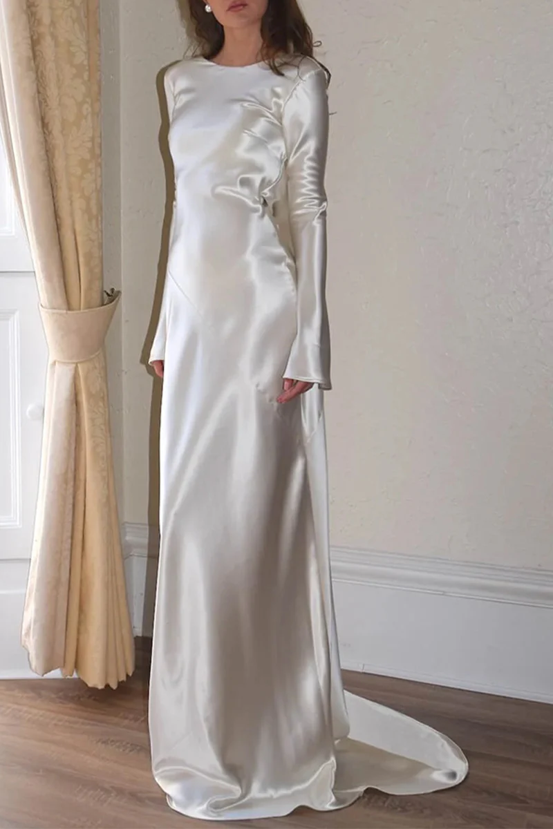 Backless Long Sleeve Maxi DressClistos