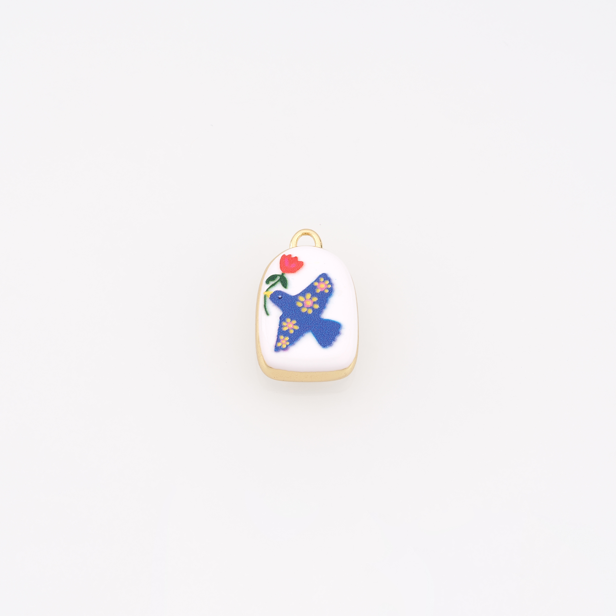 18K Gold Filled Bird Pendant,Enamel Bird Charm Earrings Necklace for DIY Jewelry Making Supply