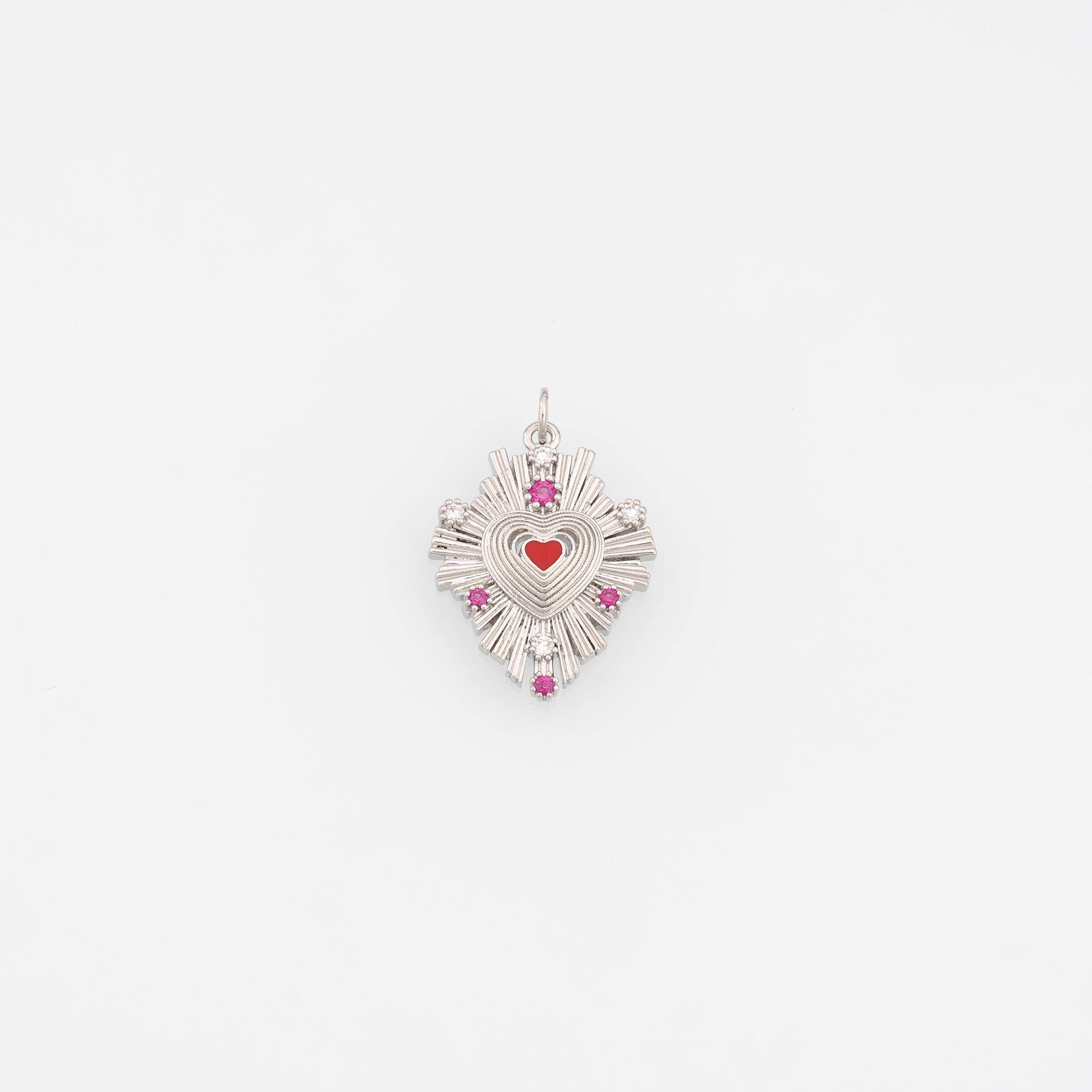 18K Gold Filled Sacred Heart Pendant,CZ Micro Pave Religious Charm Earrings Necklace for DIY Jewelry Making Supply
