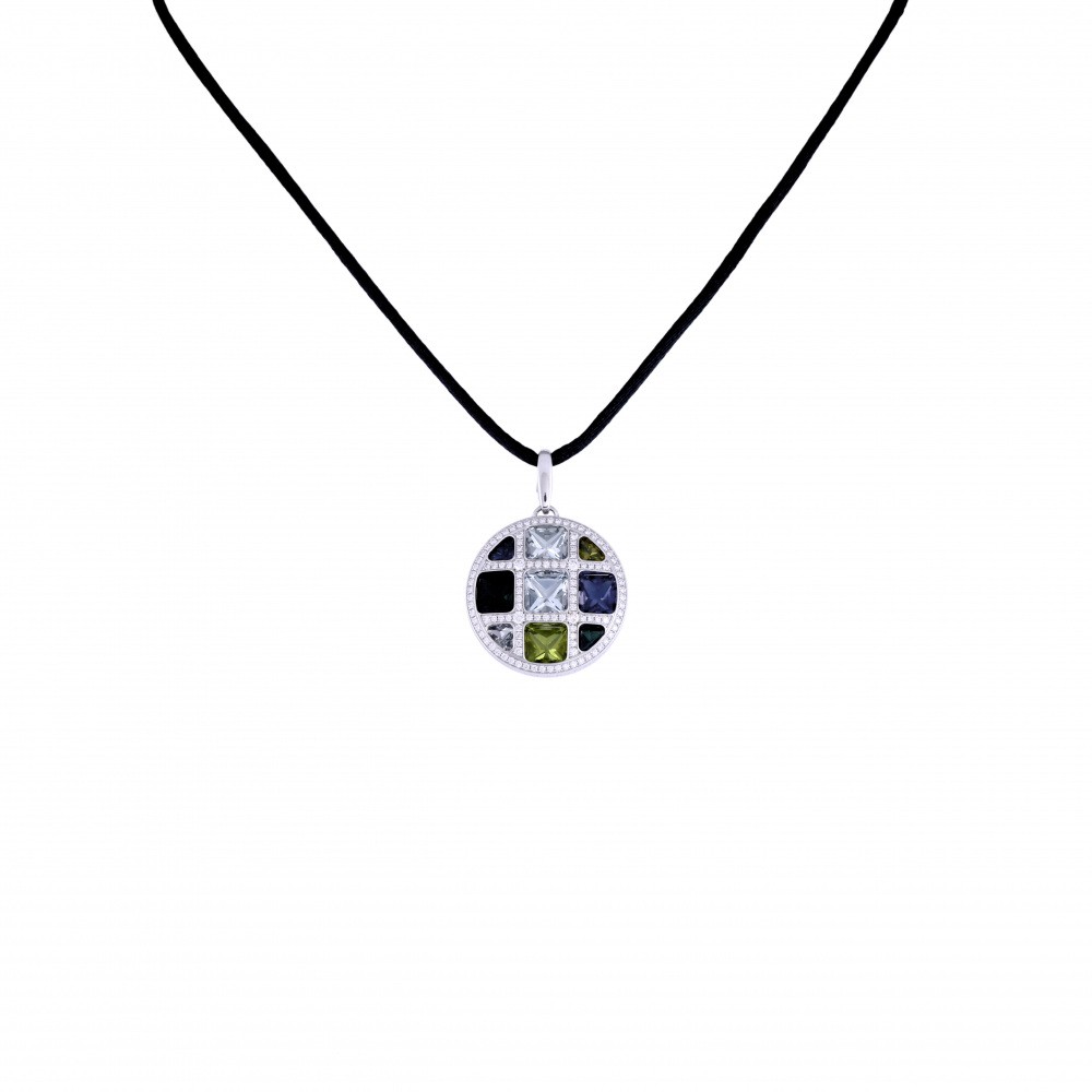 Cartier Pasha Grid Multicolor K18WG White Gold Necklace