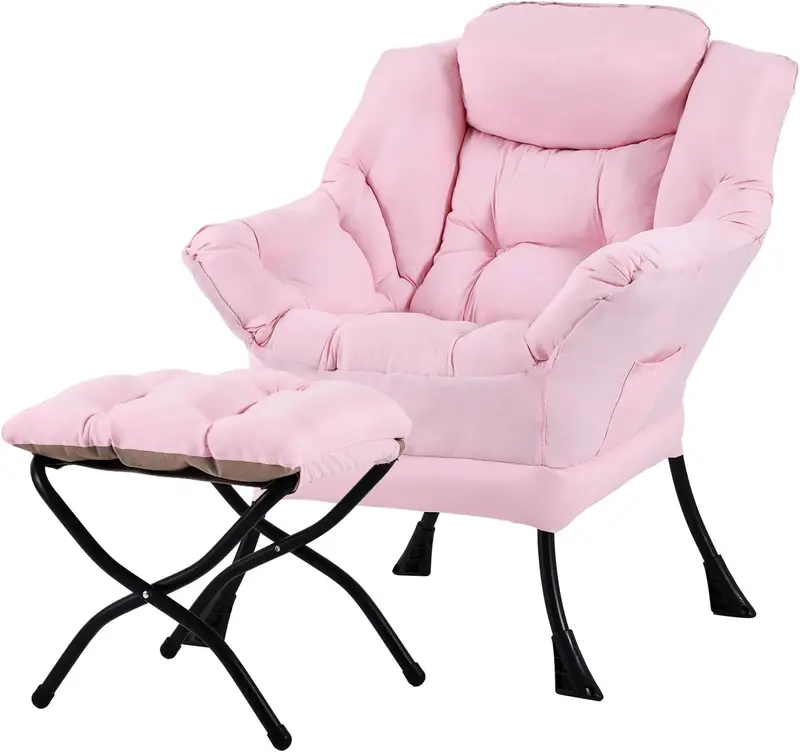 Tiita Modern Lazy Lounge Chair with Matching Ottoman – Large Leisure Armchair Set