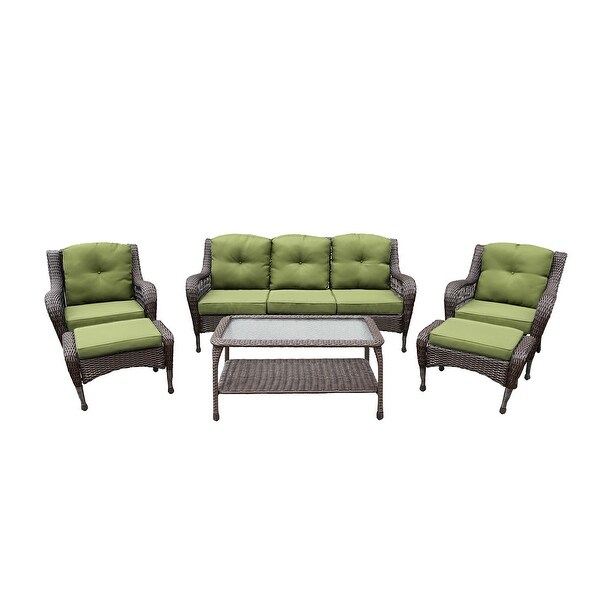 6piece Resin Wicker Patio Furniture Conversation Set with High Back