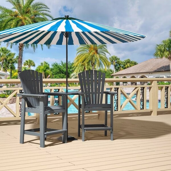 Beach Balcony Chair Barstool with Removable Table,WoodLike HDPE Backyard Garden Dining Chairs,Adirondack Arm Chairs Set of 2,
