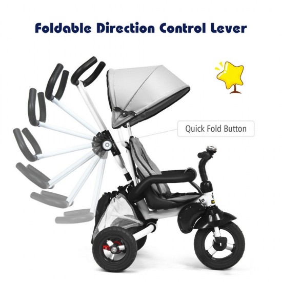 6-In-1 Kids Baby Pushing Tricycle Detachable Bike w/ Canopy Bag