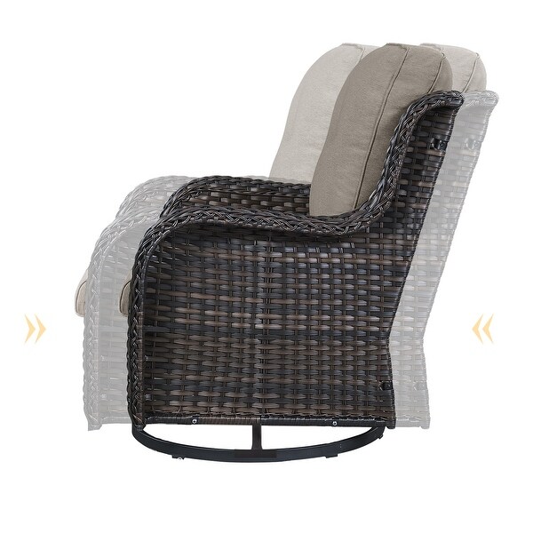 Patio Glider Chair Sofa with Fire Pit Table