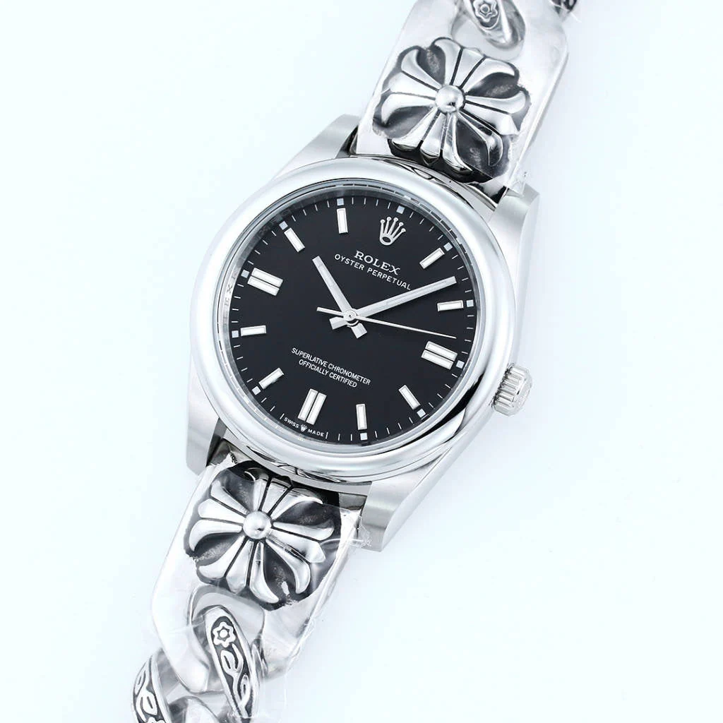 Rolex Oyster Perpetual 41mm Silver Black Dial