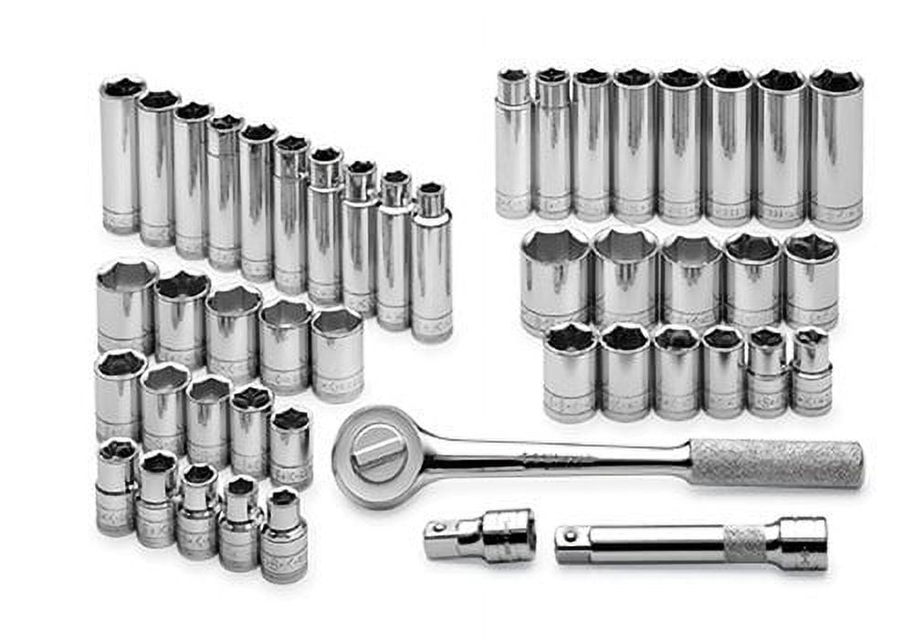 SK Hand Tool 4147-6 47-Piece 1/2 in. Drive 6-Point SAE/Metric Standard/Deep Socket Set with Pro Ratchet