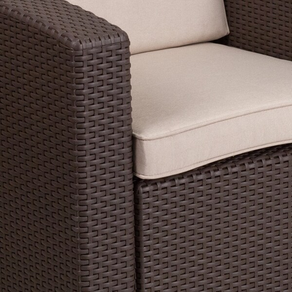 Faux Rattan Chair with AllWeather Cushion