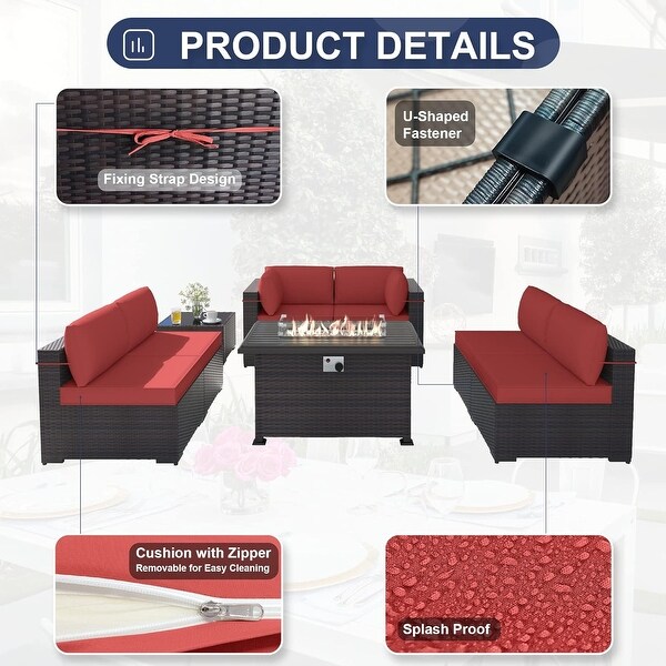 Patio Furniture Sectional Sofa Set,PE Rattan Swivel Rocking Chairs Patio Conversation Set