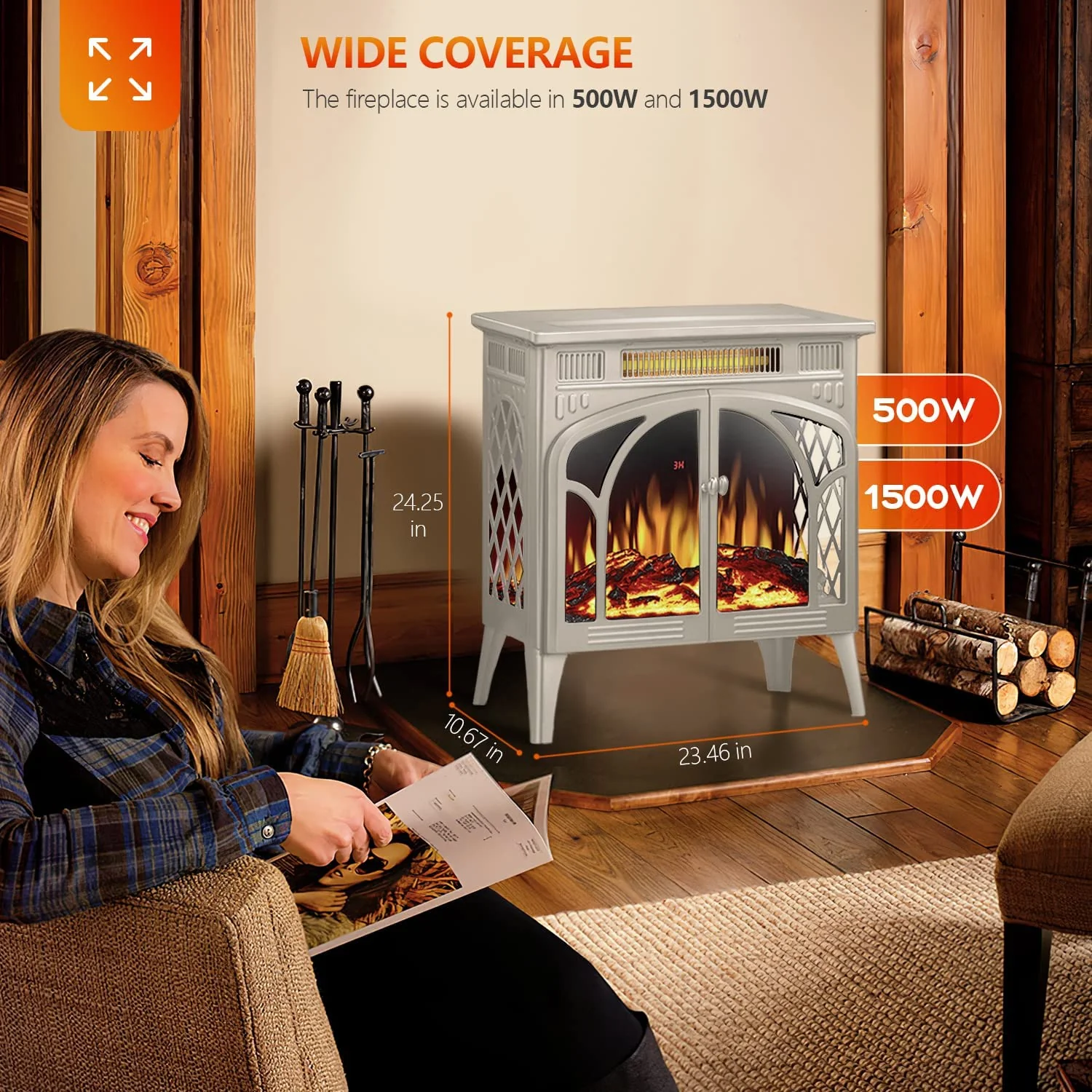 25 Inches 3D Infrared  Free Standing Electric Fireplace Stove S230B