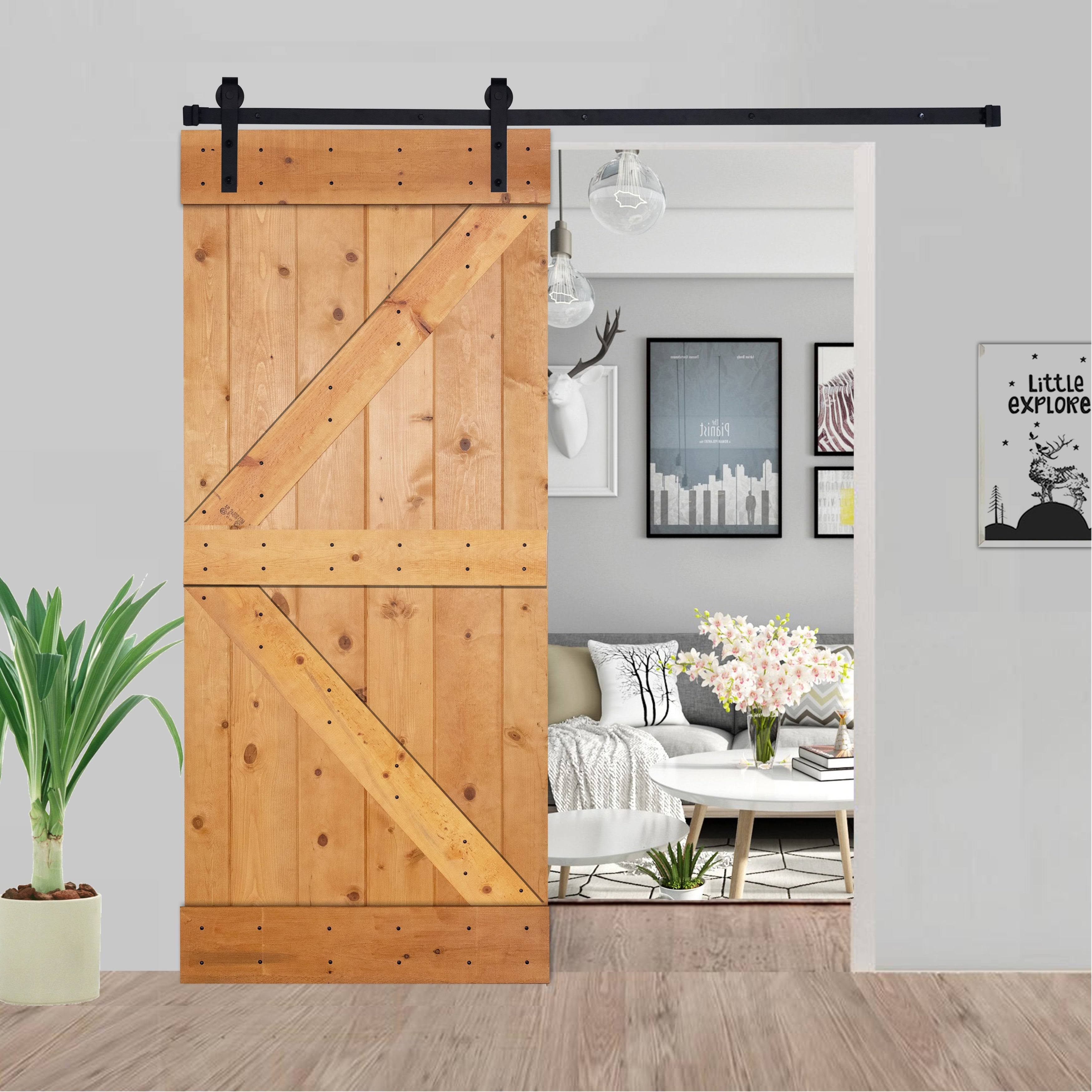 Akicon Paneled Wood Barn Door with Installation Hardware Kit - K2 Series - 24x22 - White