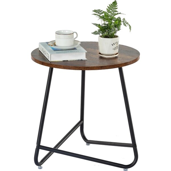 Small Round End Table,Indoor and Outdoor (Brown)