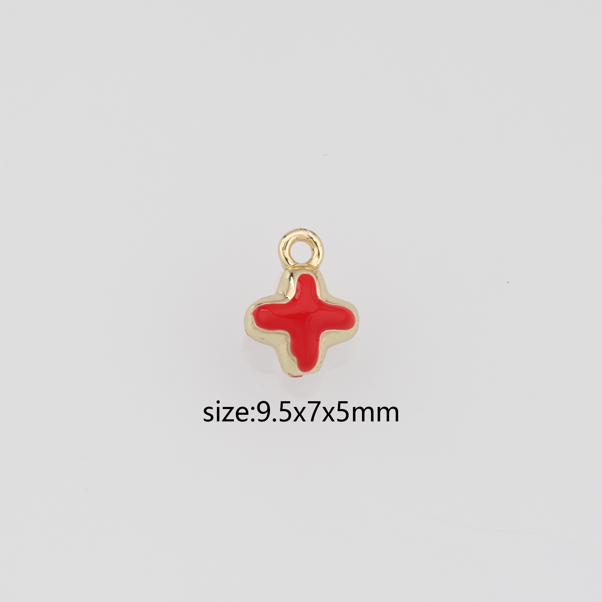 18K Gold Filled Cross Pendant,Enamel Religious Charm Earrings Necklace for DIY Jewelry Making Supply