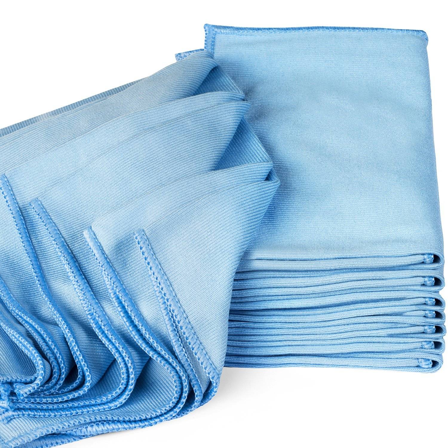 iMucci 5 Pack 16x16in Premium Microfiber Blue Window Glass Cleaning Towel Cloths for Home Auto Office Electronics Streak Free and No Lint Left Behind