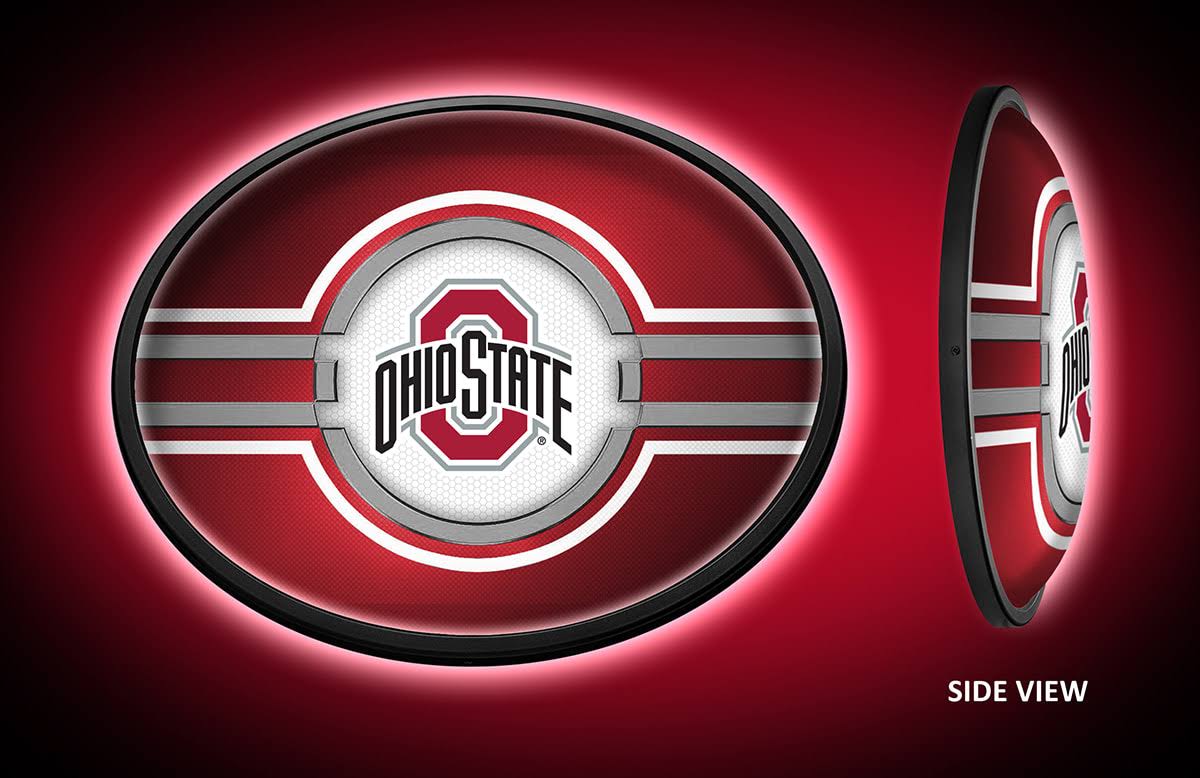 Ohio State Buckeyes Slimline LED Team Spirit Wall Sign-Oval-Primary Logo on Red