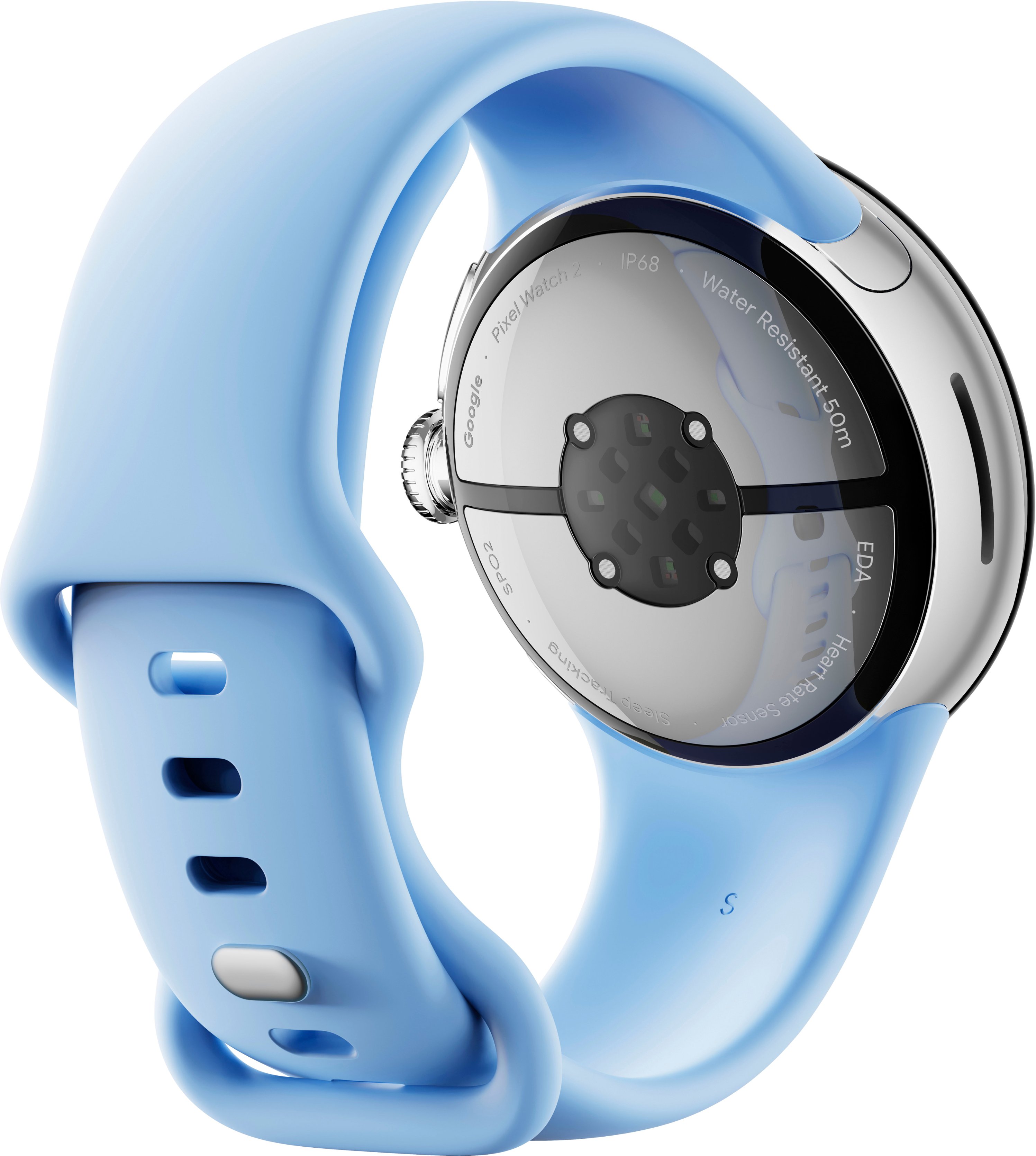 Google - Pixel Watch 2 Polished Silver Smartwatch with Bay Active Band Wi-Fi - Polished Silver