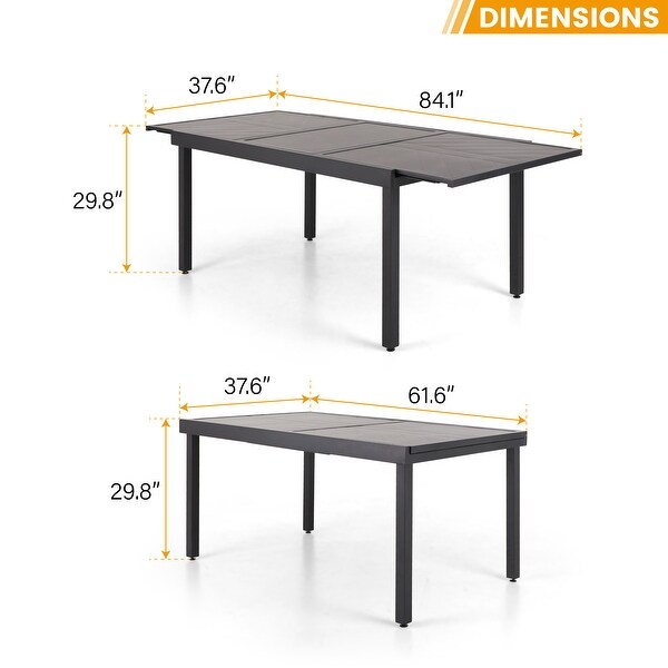 MAISON ARTS 7/9 Patio Dining Set,6/8 Sling Patio Swivel Dining Chairs and 1 Expandable Metal Dining Table