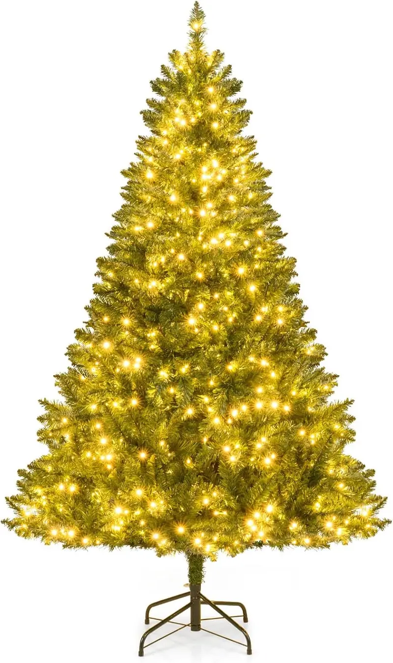 Pre-Lit Artificial Christmas Tree – 7 Light Modes & Collapsible Metal Stand Included