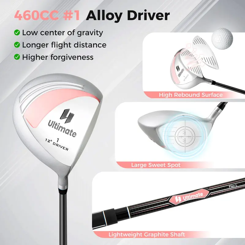 Women’s Complete Golf Club Set — 9-Piece Starter Kit with Rolling Cart Bag