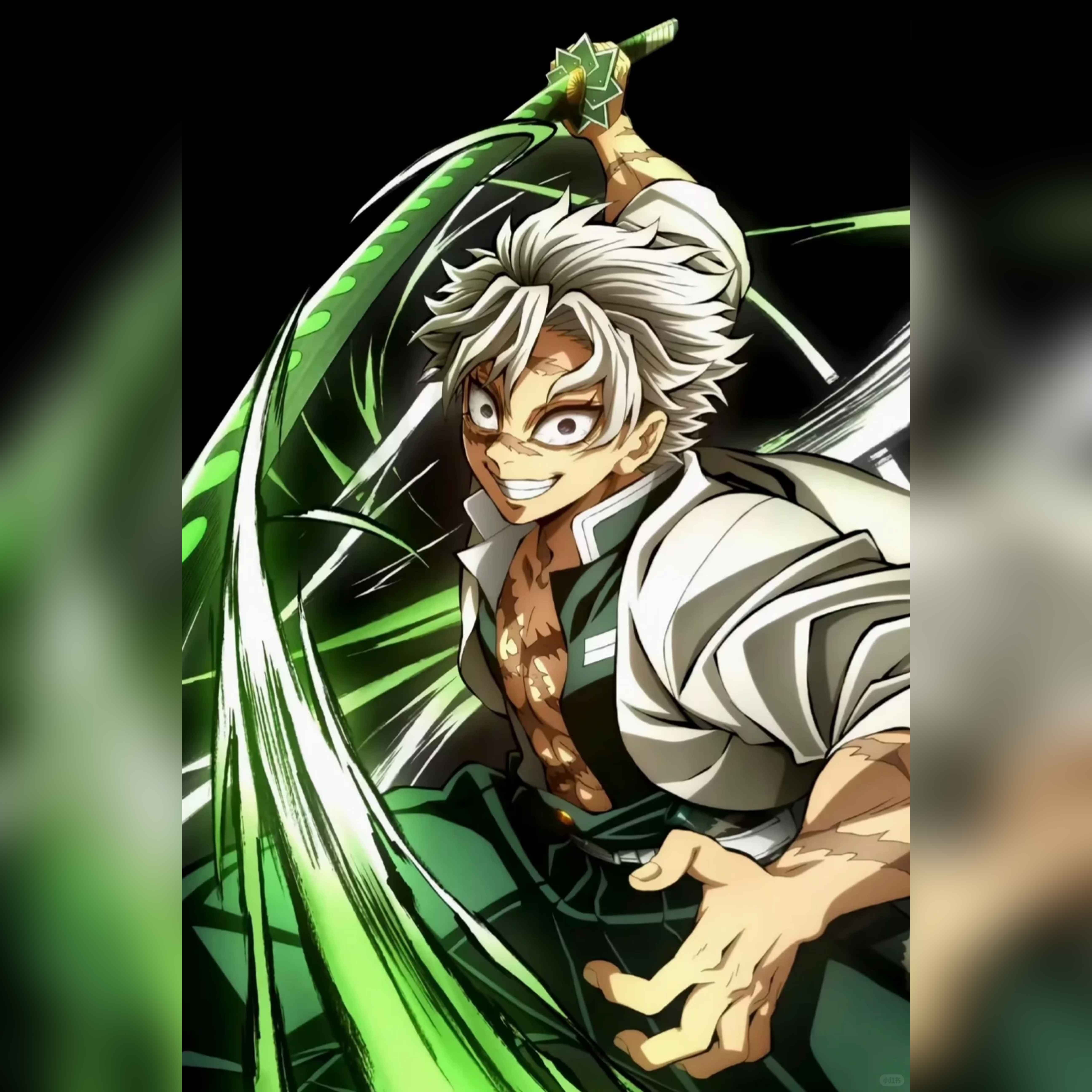 GM07 | Sanemi Shinazugawa Sword | Demon Slayer | 1045 Carbon steel | Sharp | Handmade Real Sword | Green | Battle-Ready | Full-tang | Japanese Anime Cosplay | Spartan Blades Club | CHEN'S SWORDS 1892 - Spartan Blades Club - 陳氏劍莊1892