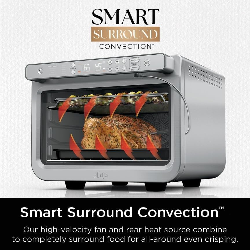 10-in-1 Air Fry Digital Countertop Convection Toaster Oven with Air Fry, Air Roast, Broil & Bake, Pro Cook Thermometer, 1800 Watts, Stainless Steel