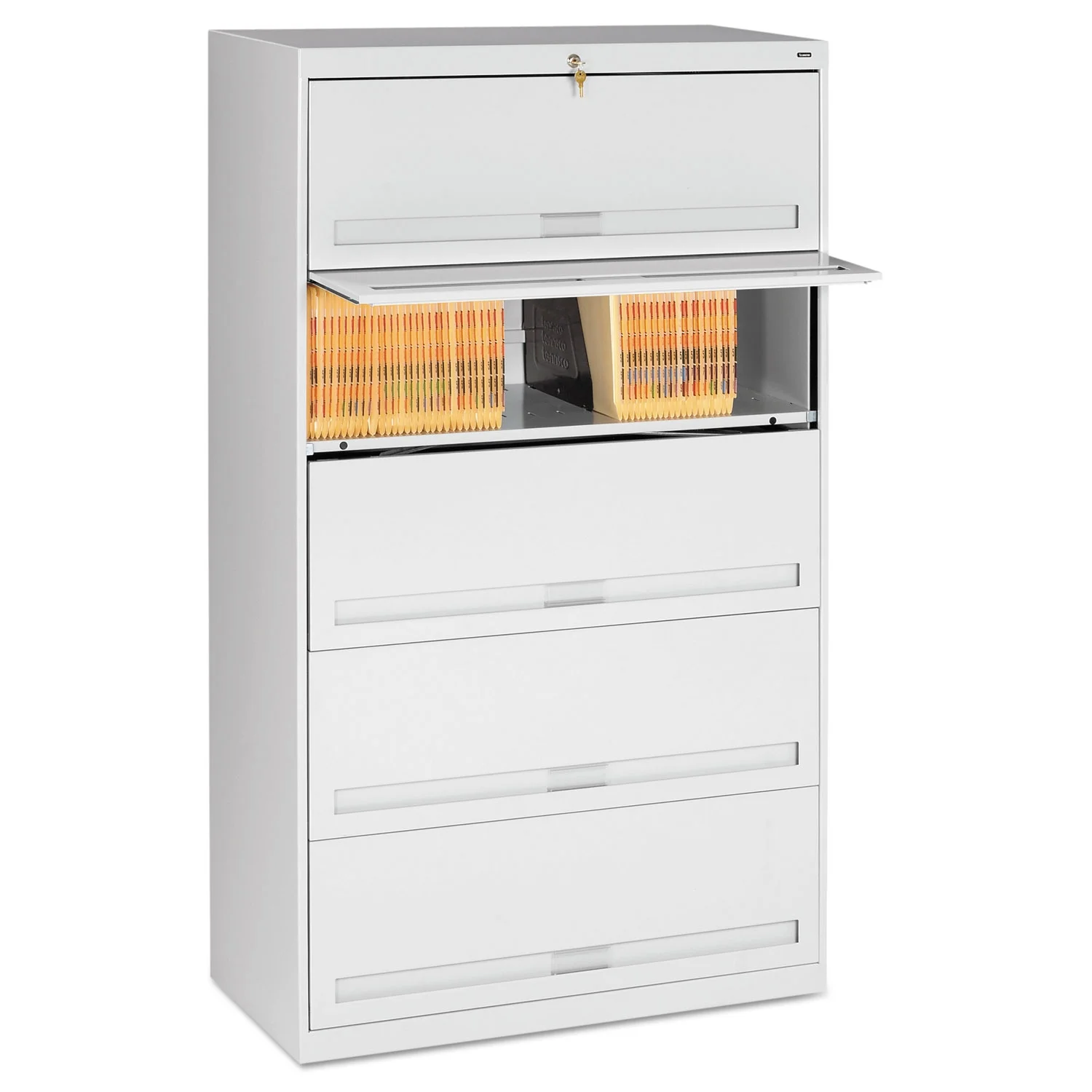 Tennsco 5 Drawers Lateral Lockable Filing Cabinet, Gray