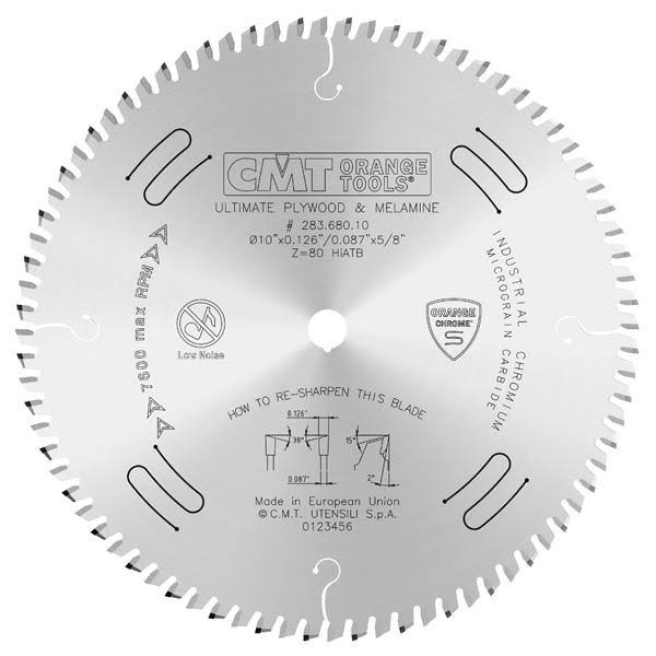CMT Low Noise u0026 Chrome Coated Cut-Off Circual Saw Blade, for Two-Sided Melamine - 283.680.10M