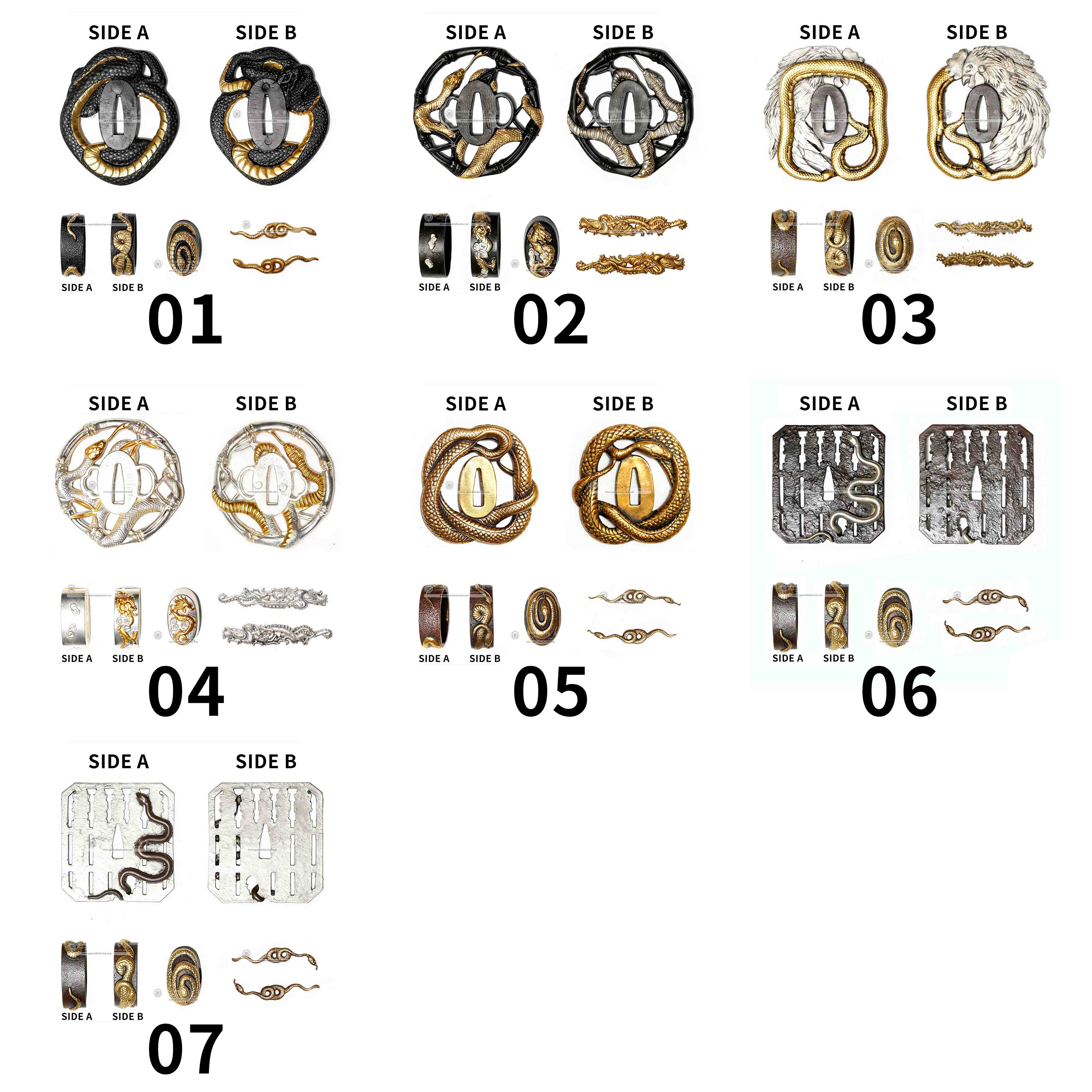 Custom Your Katana | Snake | Complete Set Fittings (Brass Gilded) | Spartan Blades Club | CHEN'S SWORDS 1892 - Spartan Blades Club - 陳氏劍莊1892