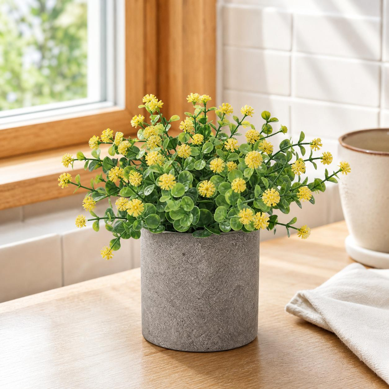 Artificial Eucalyptus Plant in Cylindrical Paper Pulp Pot