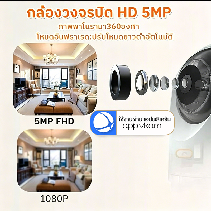 กล้องวงจรปิด WIFI ความละเอียด 8MP ดูและควบคุมออนไลน์ผ่านแอป เติมแสงอัตโนมัติ ติดตามมนุษย์ พูดคุยสองทาง ตรวจจับการเคลื่อน