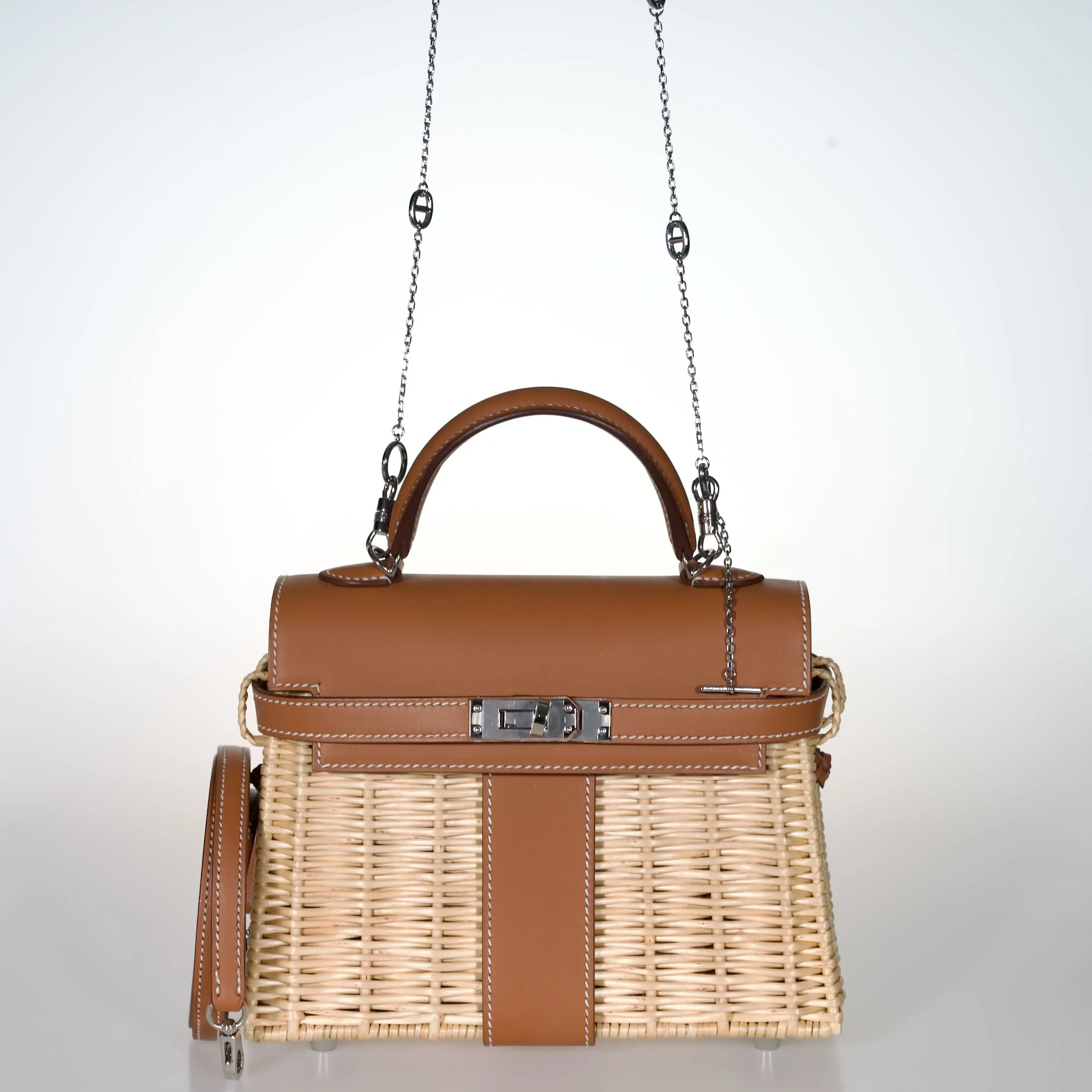 Hermès Mini Kelly Picnic Barenia / Osier Palladium Hardware