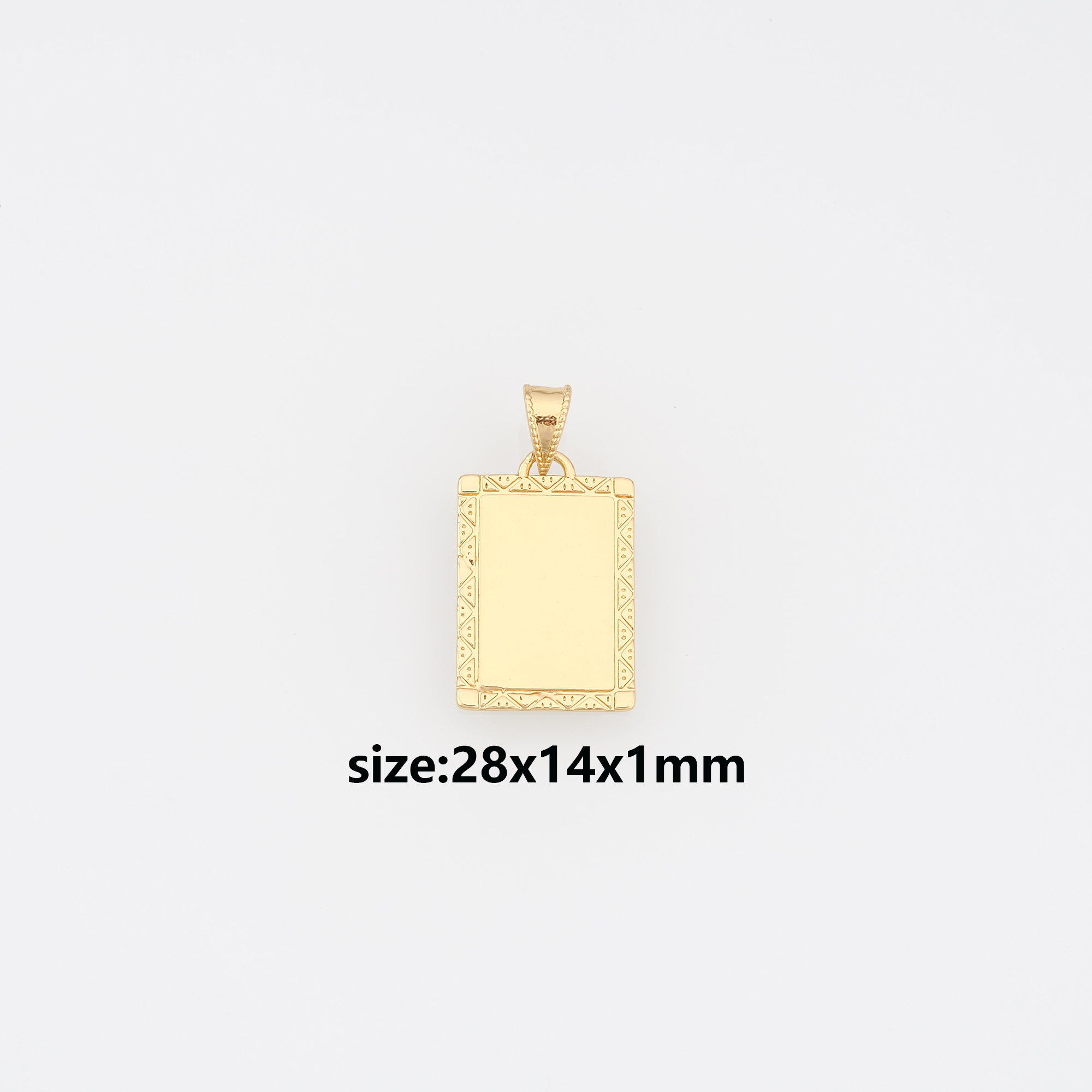 18K Gold Filled Rectangle Pendant,Rectangle Charm Earrings Necklace for DIY Jewelry Making Supply