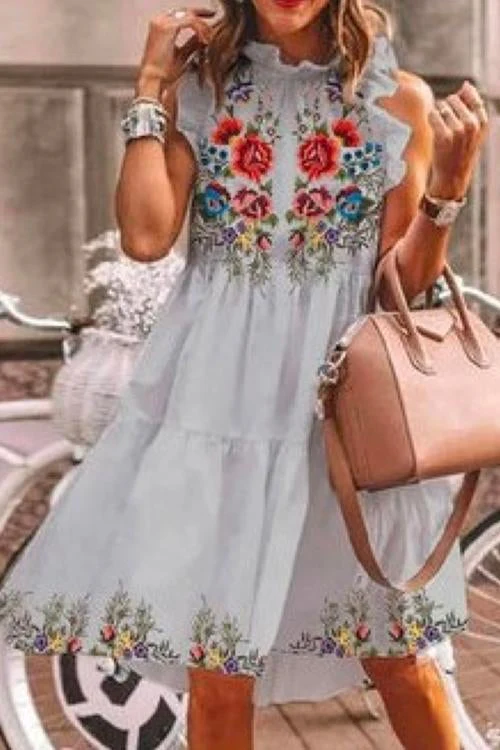 Tiered Ruffle Floral Maxi DressClistos