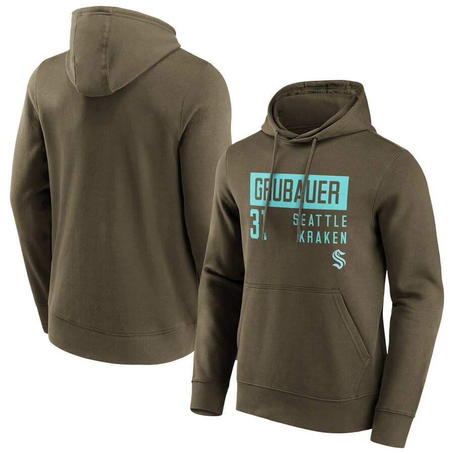 Men's Seattle Kraken Fanatics Branded Fashion Name & Number Hoodie - Philipp Grubauer 31