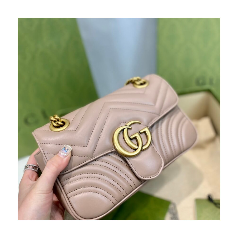 Gucci GG Marmont Matelasse Chevron Leather Mini Bag Nude Pink