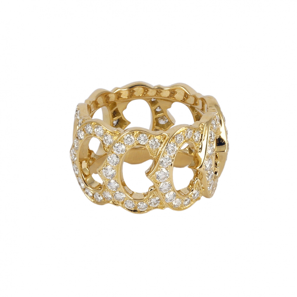 Cartier C Do Full Diamond Ring 18K Yellow Gold