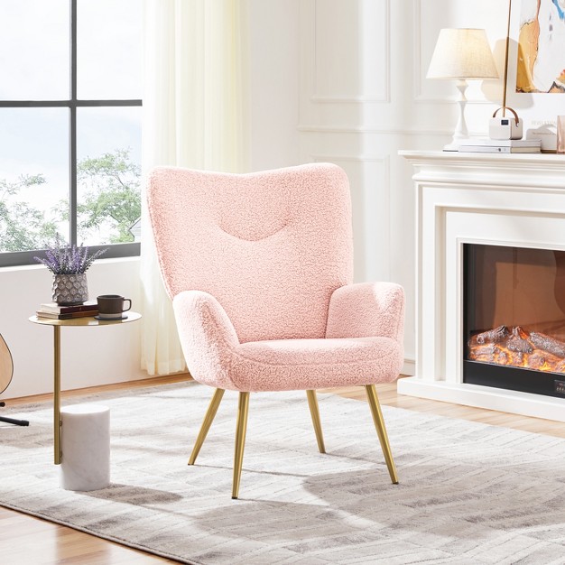 Yaheetech Modern Boucle Fabric Accent Chair For Living Room Bedroom