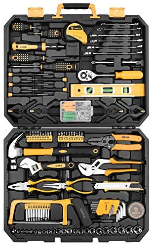 DEKOPRO 168 Piece Socket Wrench Auto Repair Tool Combination Package Mixed Tool Set Hand Tool Kit with Plastic Toolbox Storage Case