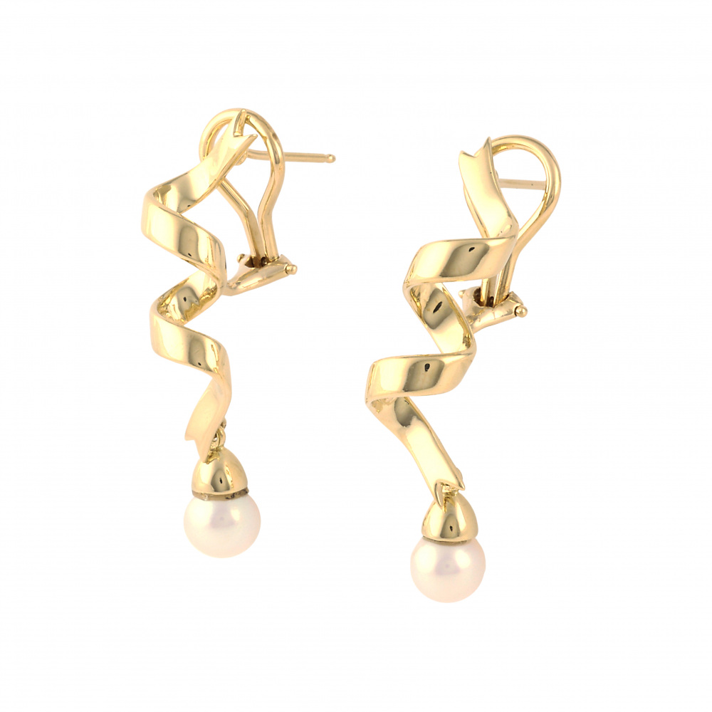 Tiffany & Co. Tiffany K18YG Yellow Gold Earrings Mother of Pearl
