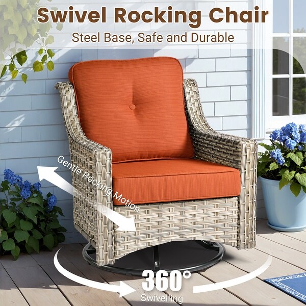 HOOOWOOO 10piece Wicker Patio Furniture Set Sectional Sofa with Swivel Chair