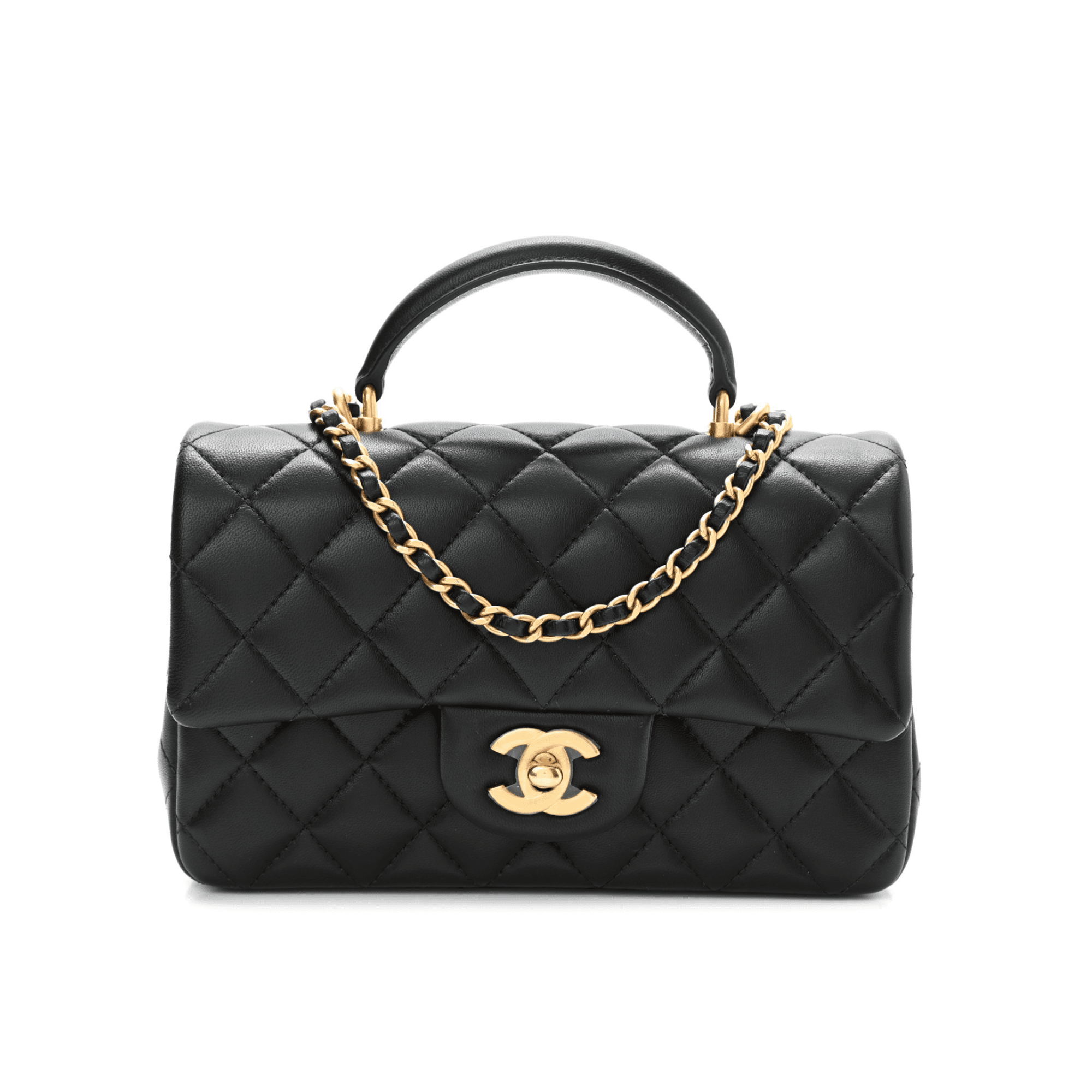 Chanel Mini Flap Bag With Top Handle Black 20Cm As2431