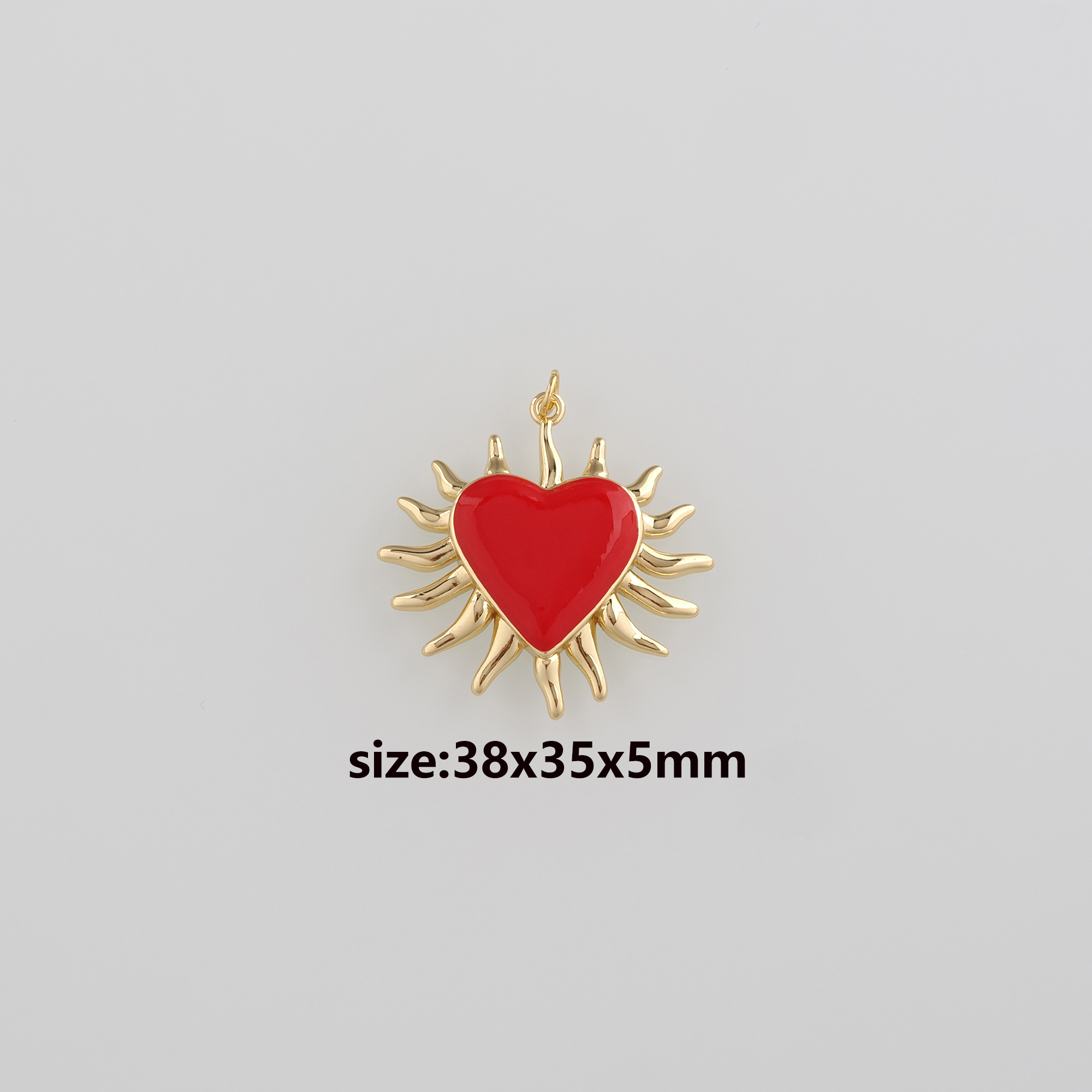 18K Gold Filled Heart Pendant,Enamel Heart Charm Earrings Necklace for DIY Jewelry Making Supply