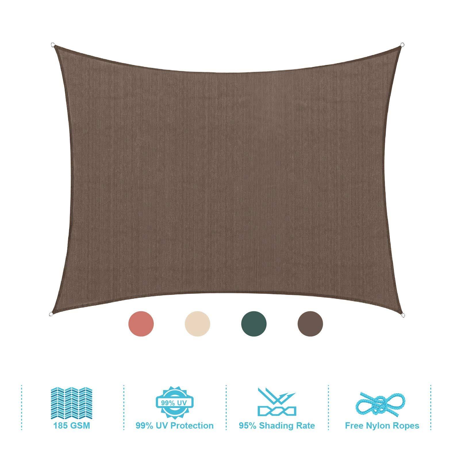 Phi Villa Sun Shade Sail Rectangle Patio Canopy COVER, Wheat, 12&x16&