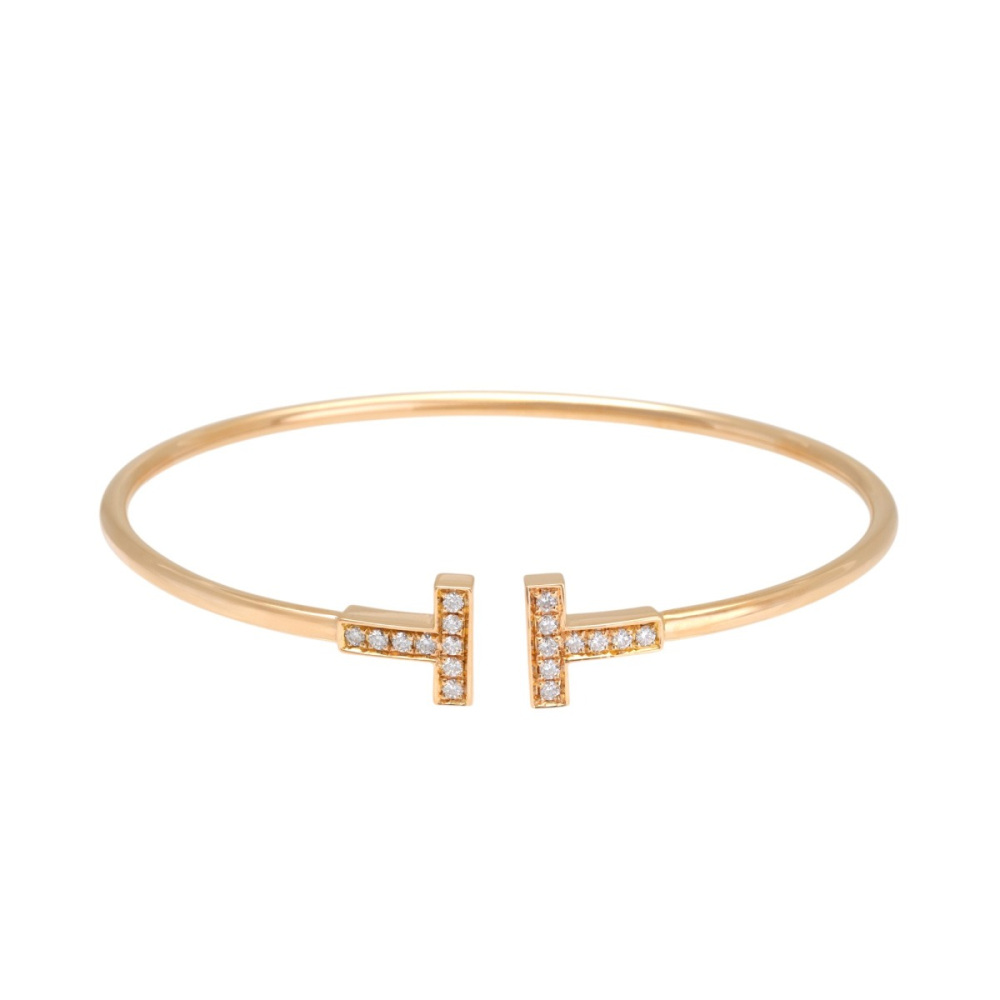 Tiffany & Co. Tiffany T Wire Bracelet 18K Rose Gold Diamond 60010769
