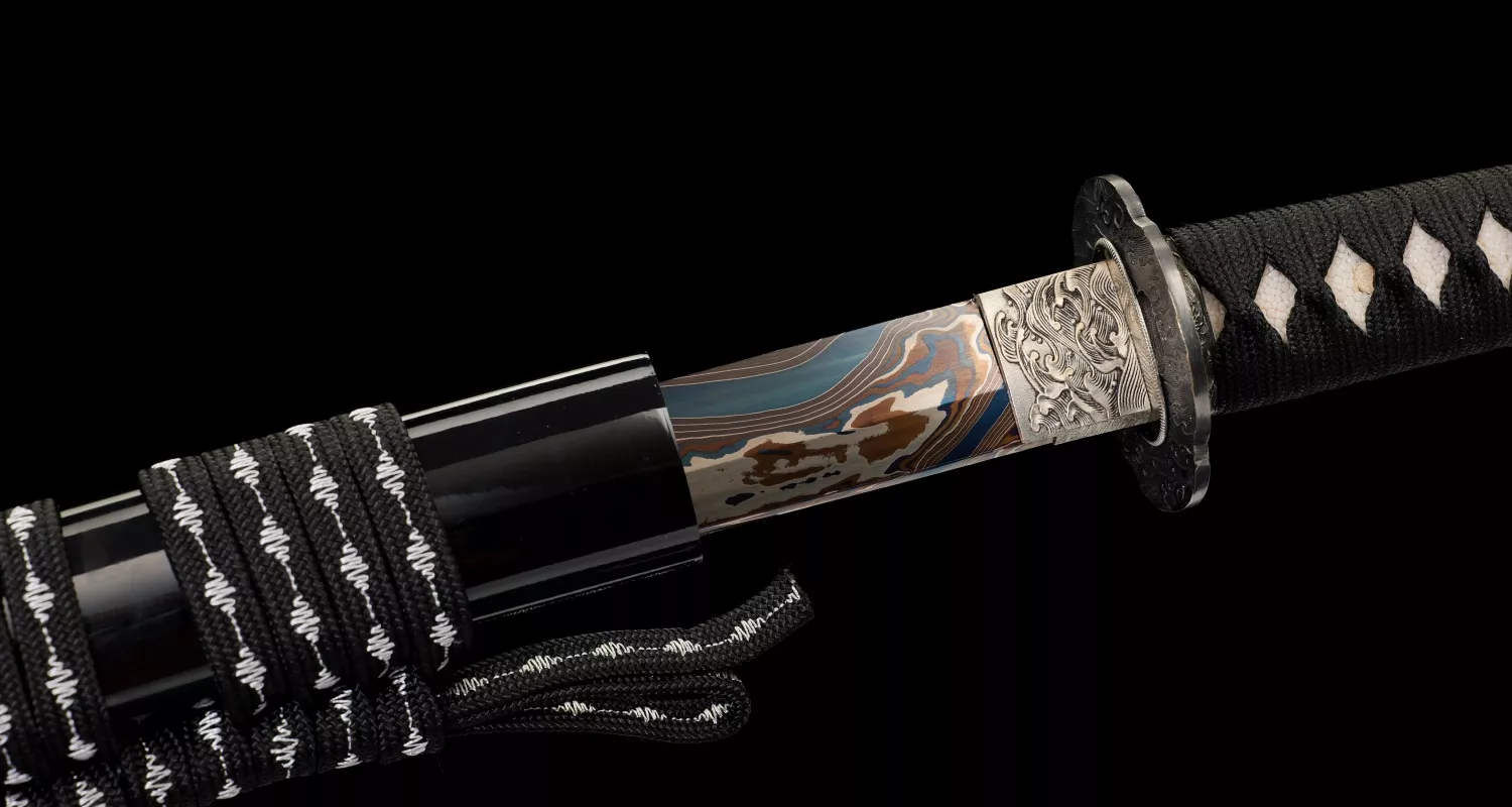 Japanese Samurai Katana Seikai Hand Forged Damascus Steel Blued Full Tang